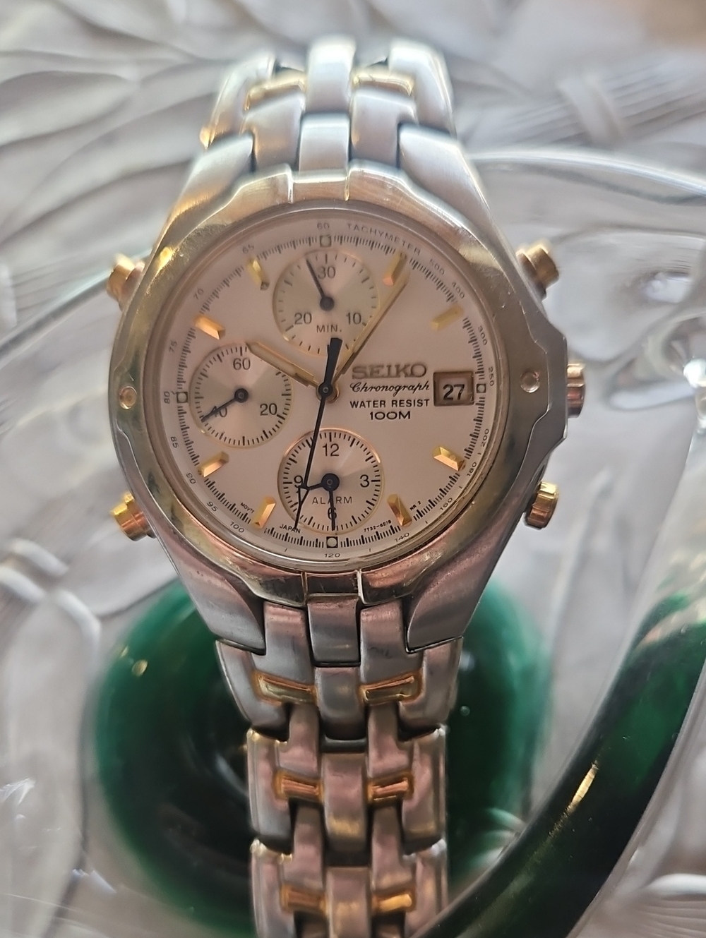 Seiko Two-Tone Silver and Gold Chronograph Watch